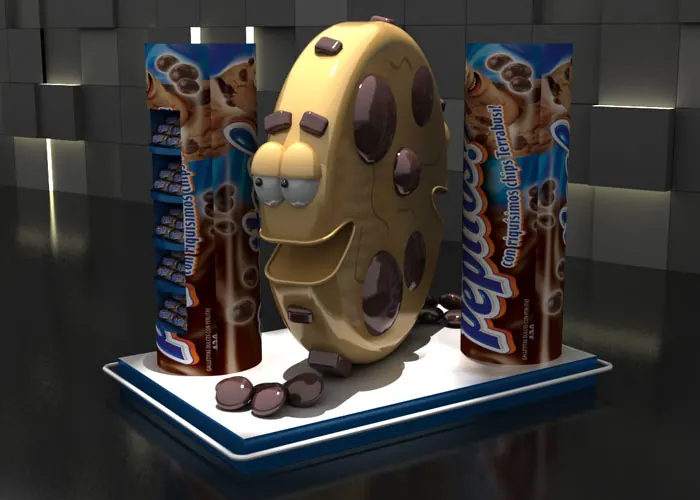 Render 3D de exhibidor — e&t