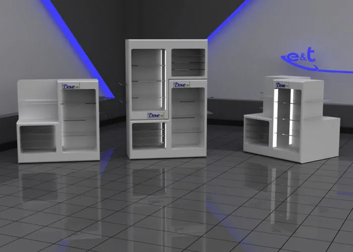 Render 3D de exhibidor — e&t