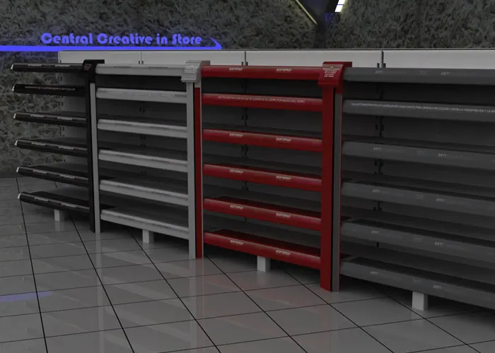 Render 3D de exhibidor — e&t