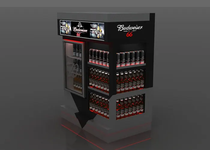 Render 3D de exhibidor para Budweiser
