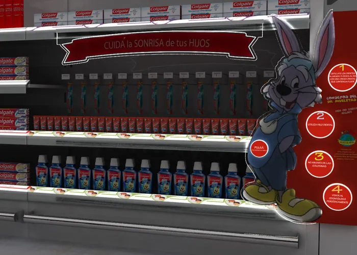 Render 3D de exhibidor para Colgate