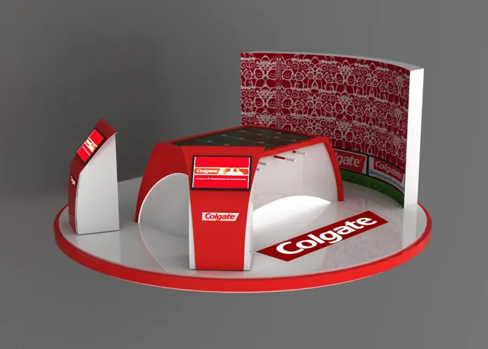 Render 3D de exhibidor para Colgate
