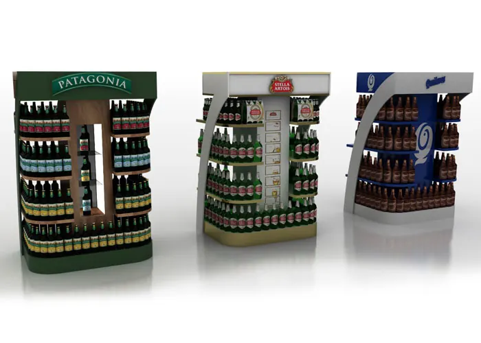 Render 3D de exhibidor para Patagonia