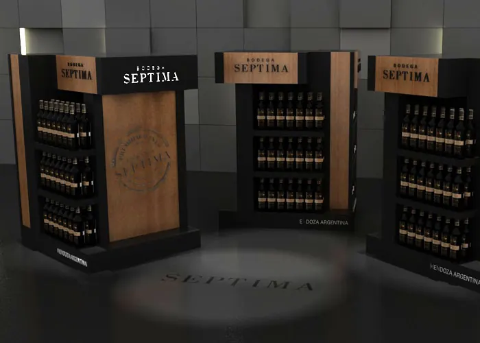 Render 3D de exhibidor para Séptima