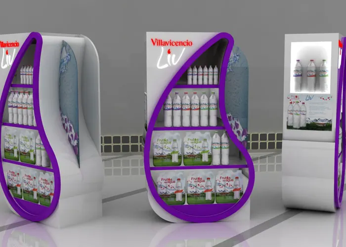 Render 3D de exhibidor para Villavicencio